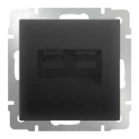 Werkel Черный Матовый Розетка Механизм 2-местная Ethernet RJ-45 WL08-RJ45+RJ45