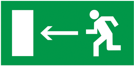 Самоклеящаяся этикетка "Направление к эвакуационному выходу налево" 200х100 мм