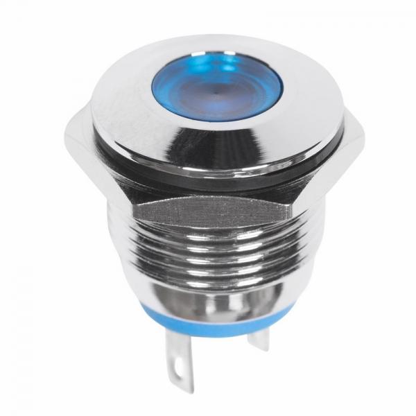 Индикатор металл Ø16 12В подсв/синяя LED  REXANT 36-4811