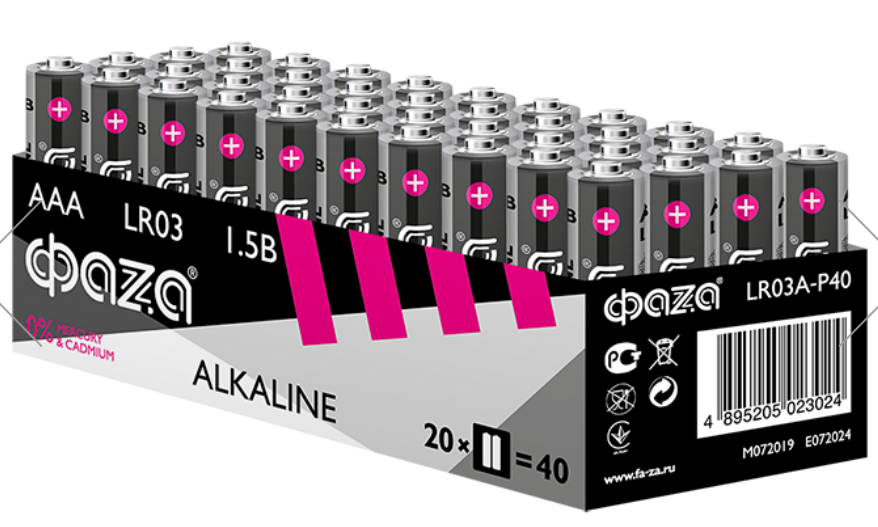 Элемент питания ФАZА LR03 Alkaline Pack-40 (кратно 40)