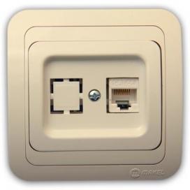 Makel  Мимоза Крем-Крем Розетка гнездо+компьютерная CAT5 IP20 скрытая установка 25035