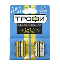 Элемент питания ТРОФИ LR03-4BL ULTRA/ENERGY MAX