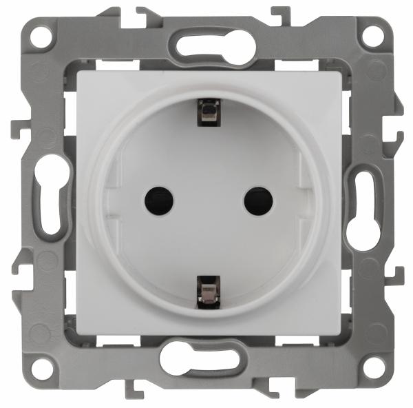ЭРА  Эра12  Белый  Розетка 2P+E Schuko со шторками 16A-250В, IP20, без м.лапок,   12-2002-01 Б0036440