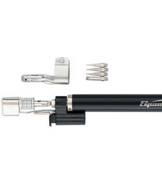 Горелка газовая, тип "Карандаш" c пьезоподжигом + 4 насадки для пайки, 200 мм// SPARTA