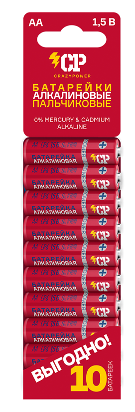 Элемент питания CP LR6 Алкалиновые BL10 красн.