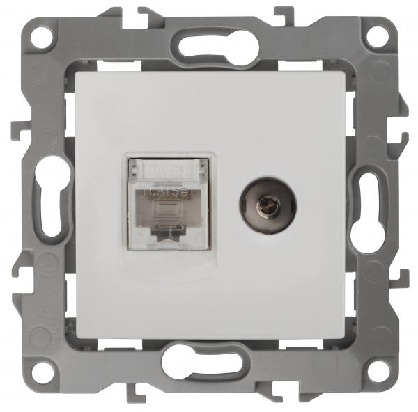 ЭРА  Эра12  Белый  Розетка информационная RJ45+TV,  12-3110-01 Б0027441