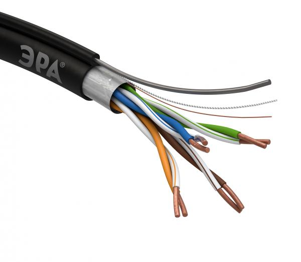 ЭРА Кабель витая пара F/UTP Cat5e 4x2x24 AWG CU PE + ТРОС OUTDOOR 305 м (1/18)