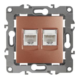 ЭРА  Эра12  Медь  Розетка информационная 2-местная 2XRJ45,  12-3108-14