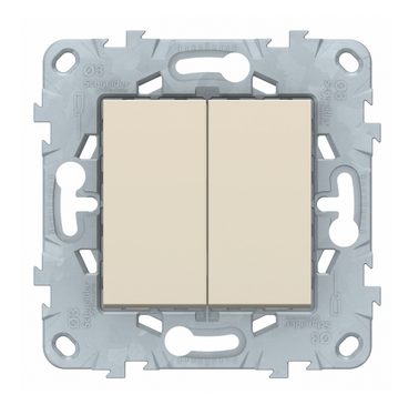Schneider Electric Unica NEW Бежевый Переключатель 2-клавишный, 2 х схема 6, 10 AX, 250 В, NU521344