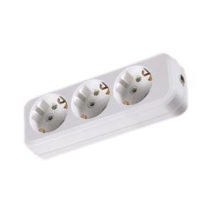 Колодка TDM 3 розетки 2П+З 16А 250В, белая