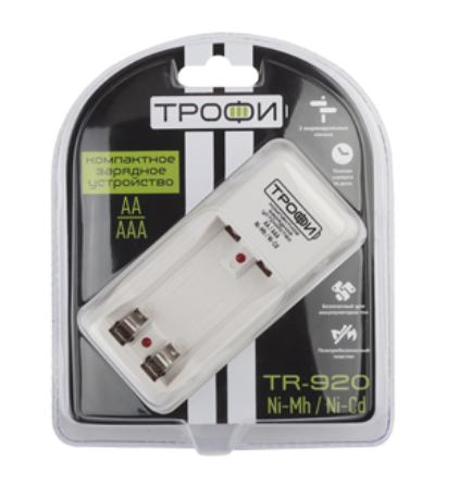 Зарядное устройство ТРОФИ TR-920 AA компакт-е(+2 HR6 2500mAh)