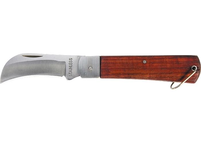 Нож складной SPARTA  200 мм, загнутое лезвие, деревянная ручка