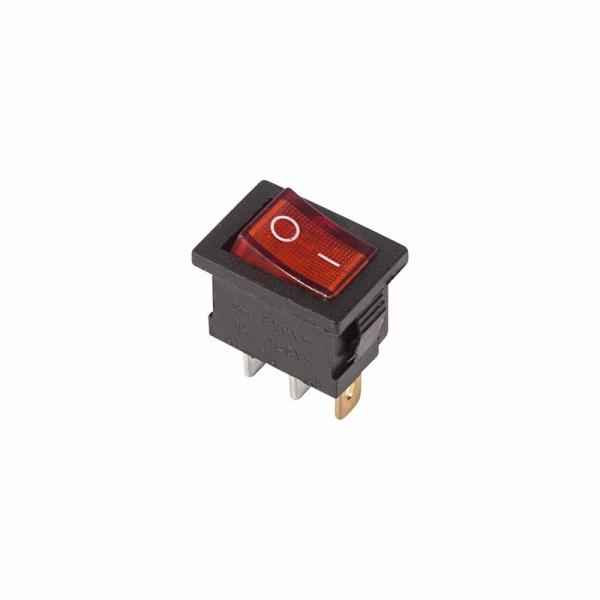 Выключатель клавишный 250V 6А (3с) ON-OFF красный  с подсветкой  Mini  (RWB-206, SC-768)  REXANT 36-2150