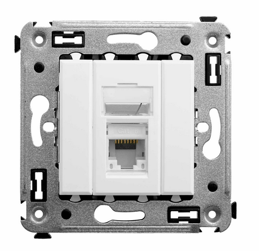 Компьютерная розетка RJ-45 в стену, кат.6 одинарная,"Avanti", "Белое облако"