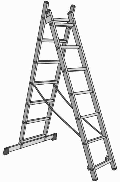 Лестница TDM 2-секционная алюминиевая,  2*7ступеней 186/288, ЛА2х7, Народная