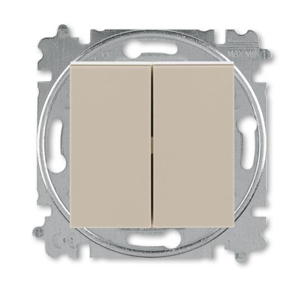 ABB  Levit  Кофе макиато/Белый Переключатель 2-клавишный, 2CHH595245A6018
