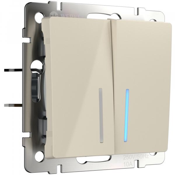 Werkel Слоновая Кость Выключатель Механизм 2-клавишный с подсветкой WL03-SW-2G-LED-ivory