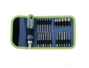Набор отвертка реверсивная с набором бит и торцевых головок, 26 шт., CrV, чехол //Сибртех 13376