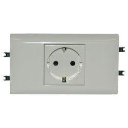 Розетка 1-м СП 2мод. Mosaic 16А IP40 2P+E с заземл. безвинт. клеммы для кабель-канала DLP механизм бел. Leg 077431