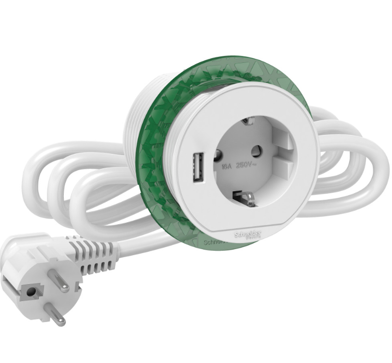 Блок розеточный (2К+З)+USB тип А  белый Schneider Electric  INS44004