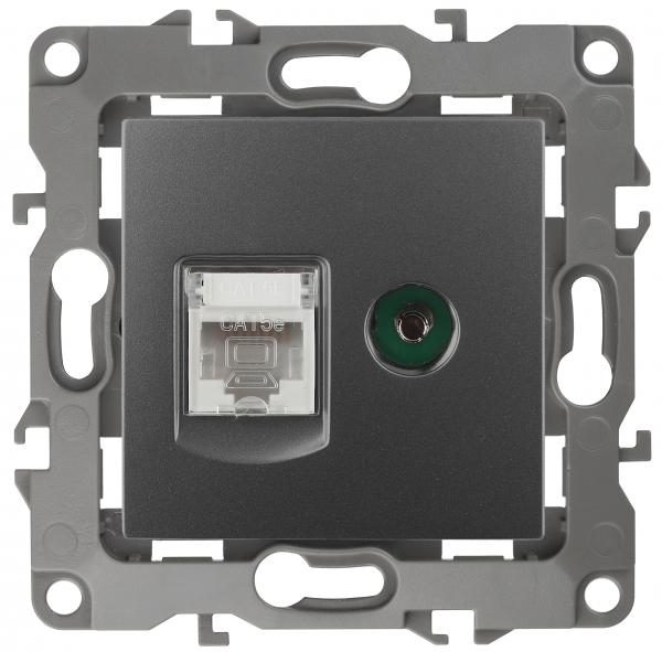 ЭРА  Эра12  Графит  Розетка информационная RJ45+TV,  12-3110-12