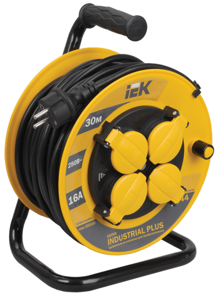 Катушка УК30 с т/з 4 места 2Р+PЕ/30 метров 3х1,5мм2 IP44 "Industrial plus"