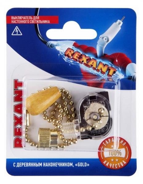 REXANT Выключатель для настенного светильника c деревянным наконечником Gold 06-0245-A 06-0245-A