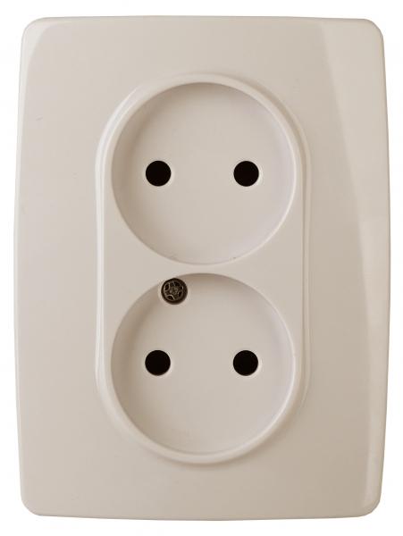 ЭРА  Эра12  Слоновая Кость  Розетка 2X2P, 16АХ-250В 12-2107-02