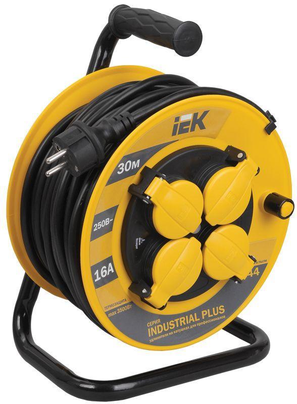 Удлинитель на катушке 4х30м с заземл. 16А IP44 УК30 "Industrial plus" с термозащ. 3х1.5 IEK WKP15-16-04-30-44