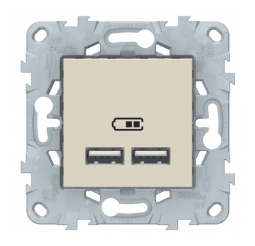 Schneider Electric Unica NEW Бежевый Розетка USB, 2-местная 5 В / 2100 мА, NU541844