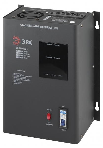 Стабилизатор однофазный  3,0кВа релейный навесной ЭРА СННТ-3000-Ц, цифровой дисплей 140-260В/220/В, 3000ВА