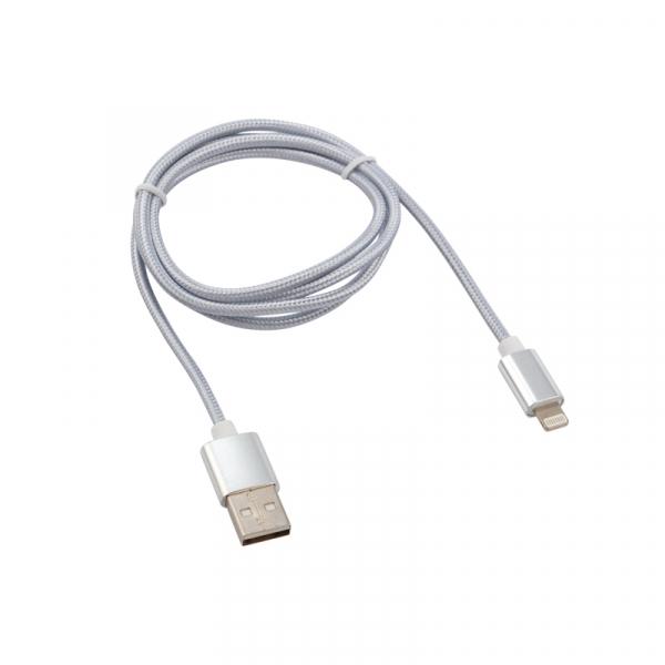 Кабель USB-Lightning 1 м серебристая нейлоновая оплетка REXANT 18-7051