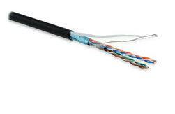 Hyperline FUTP4-C5E-P26-IN-LSZH-BK-100 (100 м) Кабель витая пара, экранированная F/UTP, категория 5e, 4 пары (26 AWG), многожильный (patch), экран - фольга, LSZH, нг(С)-HF, –20°C – +75°C, черный