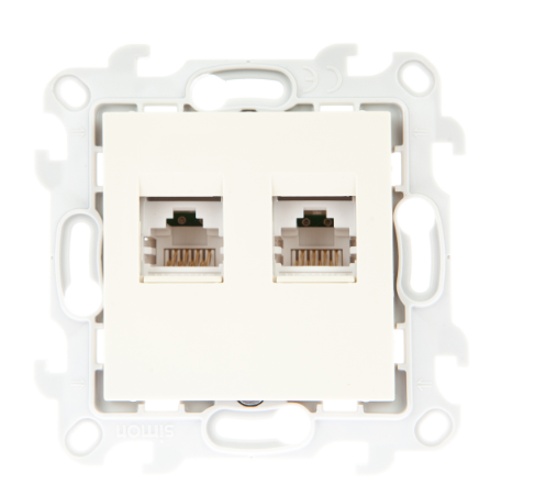SIMON  S24  Слоновая Кость  Розетка 2хRJ45 кат 5е UTP, 2450593-031