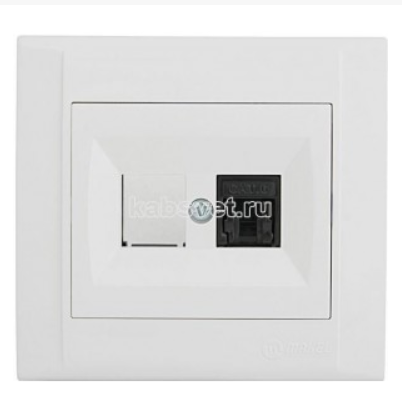 Makel Defne  Белый  Розетка CAT5e + гнездо IP20 скрытая установка 42001035