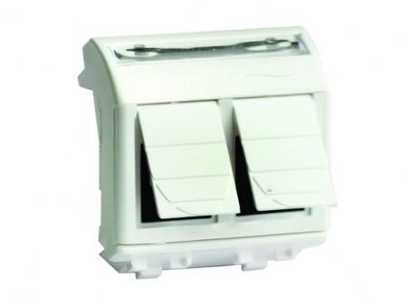 DKC  BRAVA  Розетка  Слоновая Кость  компьютерная 2-местная RJ45 кат. 6 экран. (8P8C, Hyperline, Dual IDC: 110&Krone) 2модуля  75453S