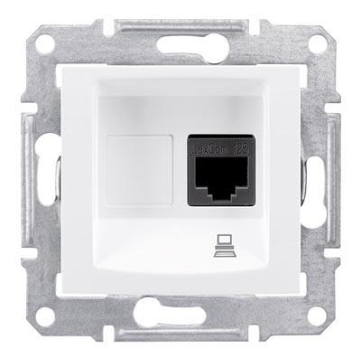 Schneider Electric Sedna  Белый Розетка механизм компьютерная 1-местная RJ45 категория 6, неэкранированная UTP с пружинными зажимами IP20 скрытая установка SDN4700121