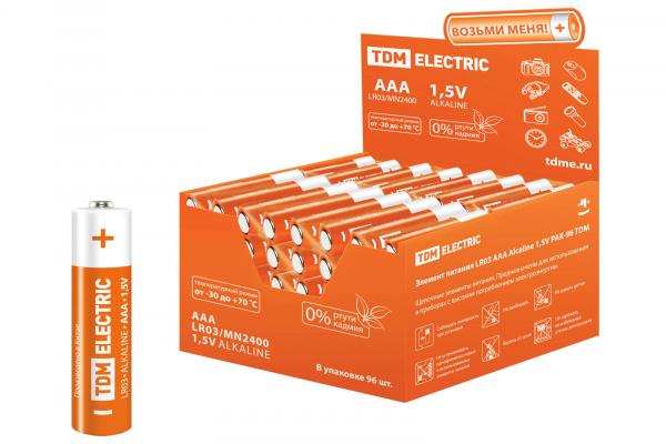 Элемент питания TDM LR03 Alkaline 1,5V PAK-96 (кратно 96)