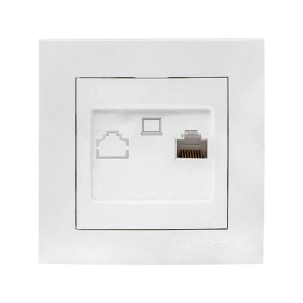 Валенсия розетка компьютерная RJ-45 1-местная белая EKF PROxima