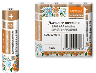 Элемент питания LR03 AAA Alkaline 1,5V SR-4 Народный