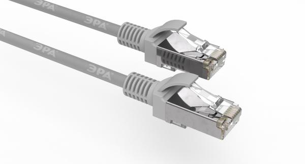 Патч корд ЭРА  PC-2F F/UTP категория 5e, длина 2 метра, экранированный, серый, Cu