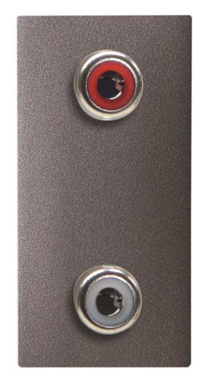 ABB  Zenit  Антрацит Разъём механизм 2xRCA , красный+белый, 1-модуль  / 2CLA215520N1801