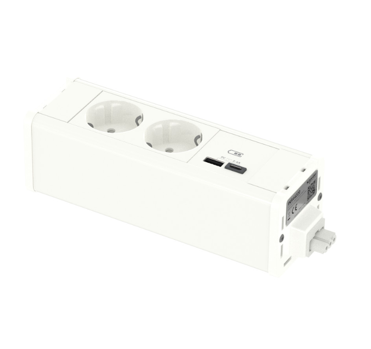 INS44220 Unica System+ Блок 2хРозетка (2К+З) и 2хUSB A/C БЕЛЫЙ