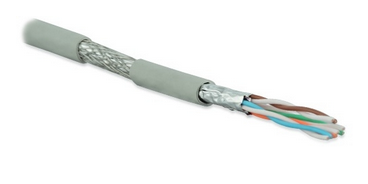 Hyperline SFTP4-C6A-S23-IN-LSZH-GY-500 (500 м) Кабель витая пара, экранированная (S/FTP), категория 6a, 4 пары (23 AWG), одножильный (solid), каждая пара в фольге, общий экран - медная оплетка, для внутренней прокладки (до +60°C), LSZH, серый