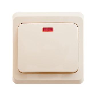 Schneider Electric Этюд  Крем  Выключатель 1-клавишный скрытая установка с индикатором подсветка внутри BC10-005k