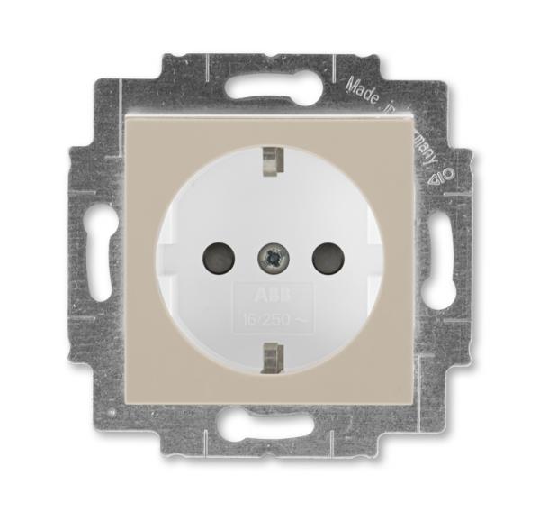 ABB  Levit  Кофе макиато/Белый Розетка с заземляющими контактами со шторками, 2CHH203457A6018