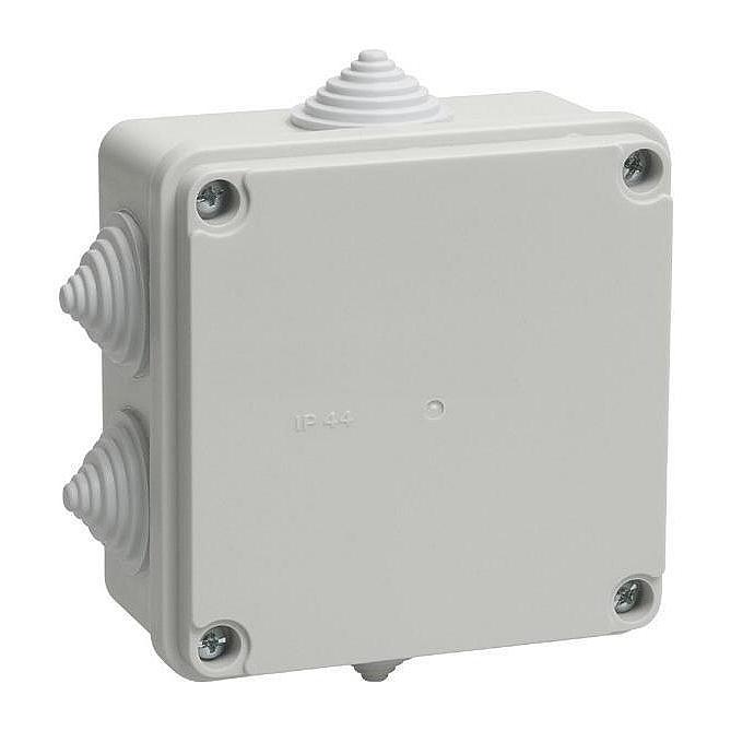 Коробка КМ41233 распаячная для открытой установки 100х100х50 мм IP44 (RAL7035, 6 гермовводов) UKO11-100-100-050-K41-44