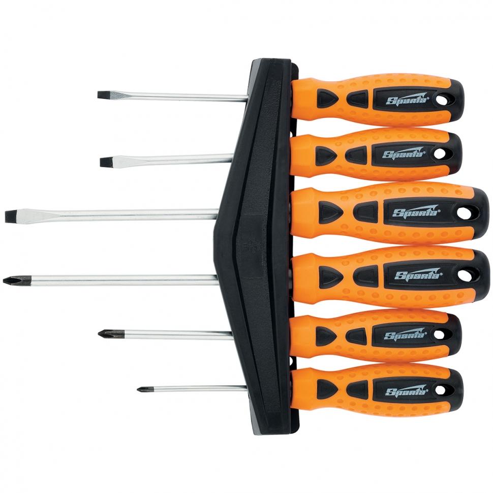 Набор отверток 6 предметов: SL:4х100, 5х100, 6х150; Ph: 0х80, 1х100, 2х150, CrV, "Point" SPARTA 11782