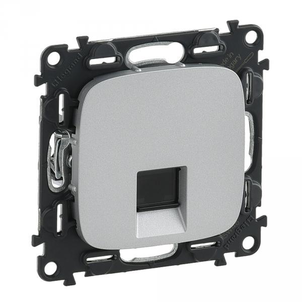 Legrand  Valena  ALLURE Алюминий Розетка информационная 1-ая RJ45 Кат.5е UTP с лицевой панелью 753940